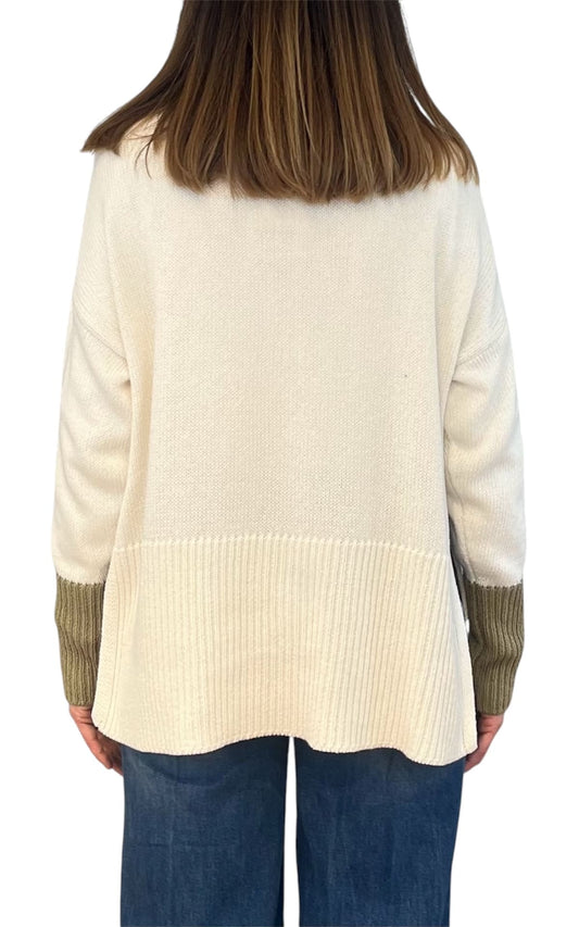 Off-on - Cardigan bicolore - Burro