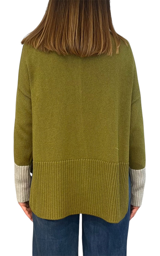 Off-on - Cardigan bicolore - Verde