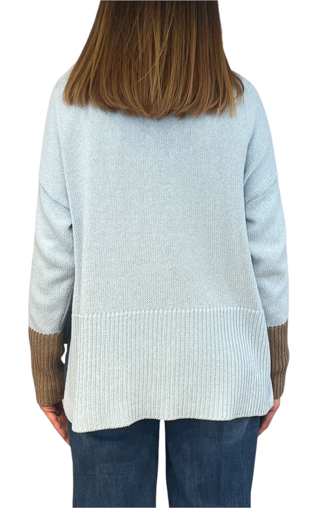 Off-on - Cardigan bicolore - Celeste