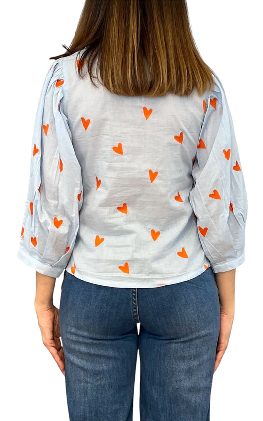 Compañia Fantastica - Blusa cuori - Celeste
