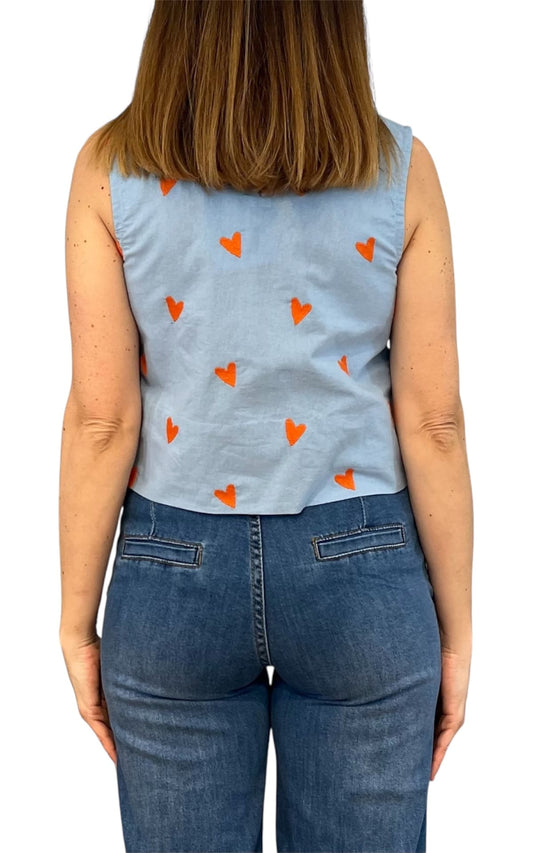 Compañia Fantastica - Top cuori - Celeste