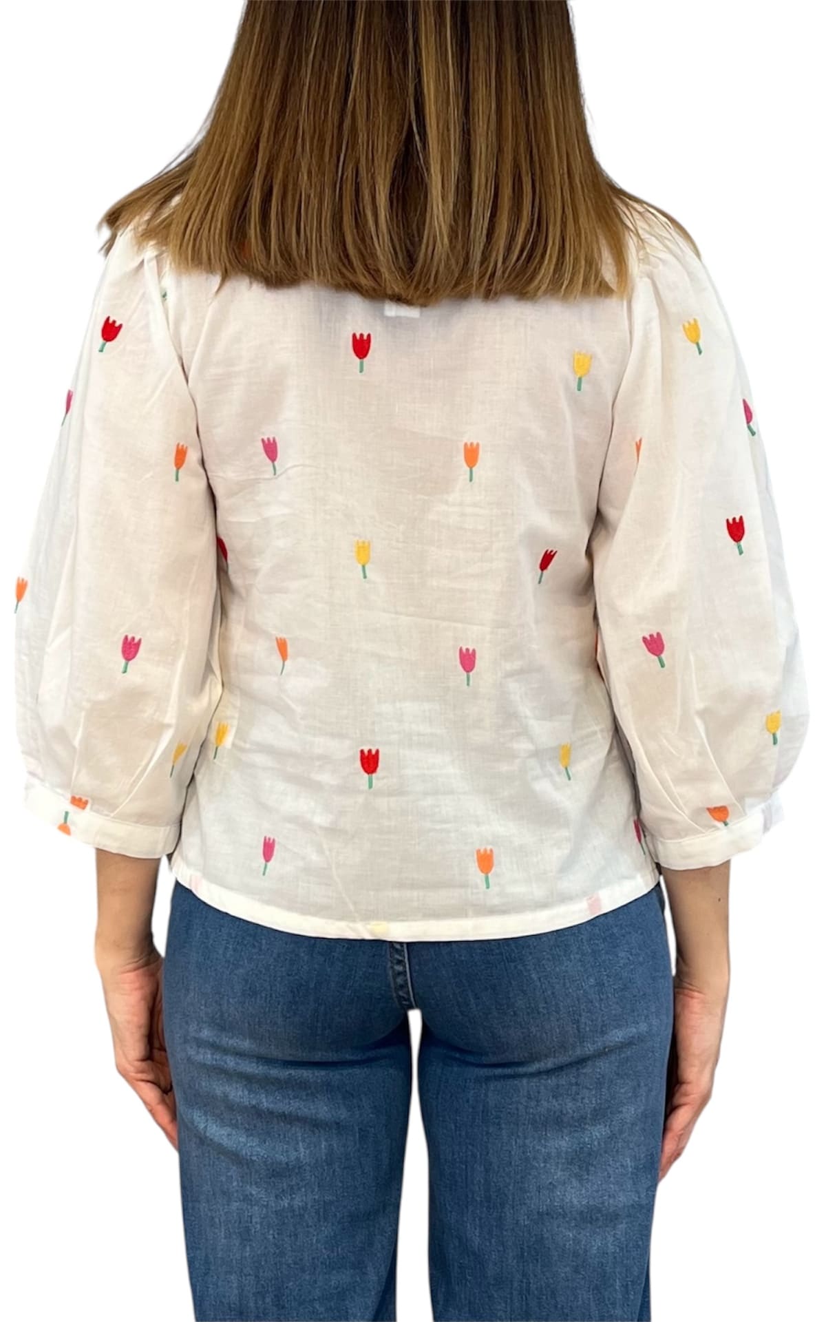 Compañia Fantastica - Blusa tulipani ricamati - Burro
