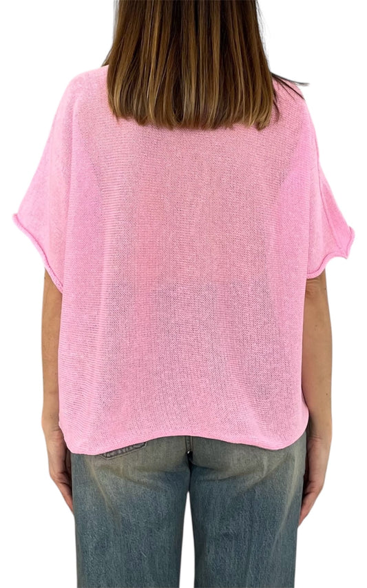 Initial - Maglia scollo v - Rosa