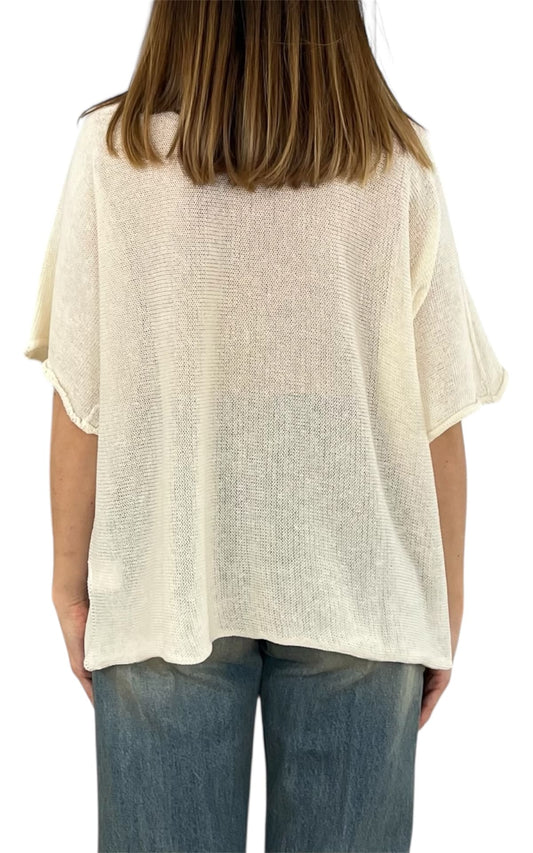 Initial - Maglia scollo v - Burro