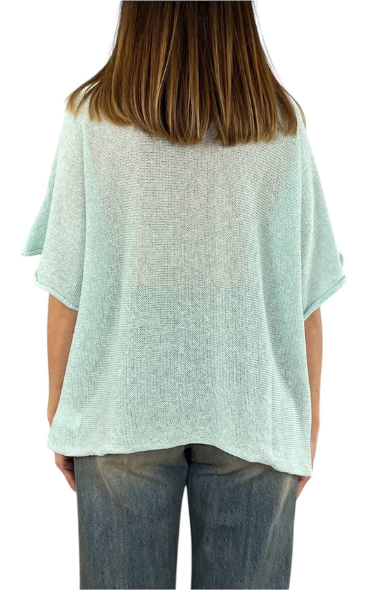 Initial - Maglia scollo v - Verde acqua