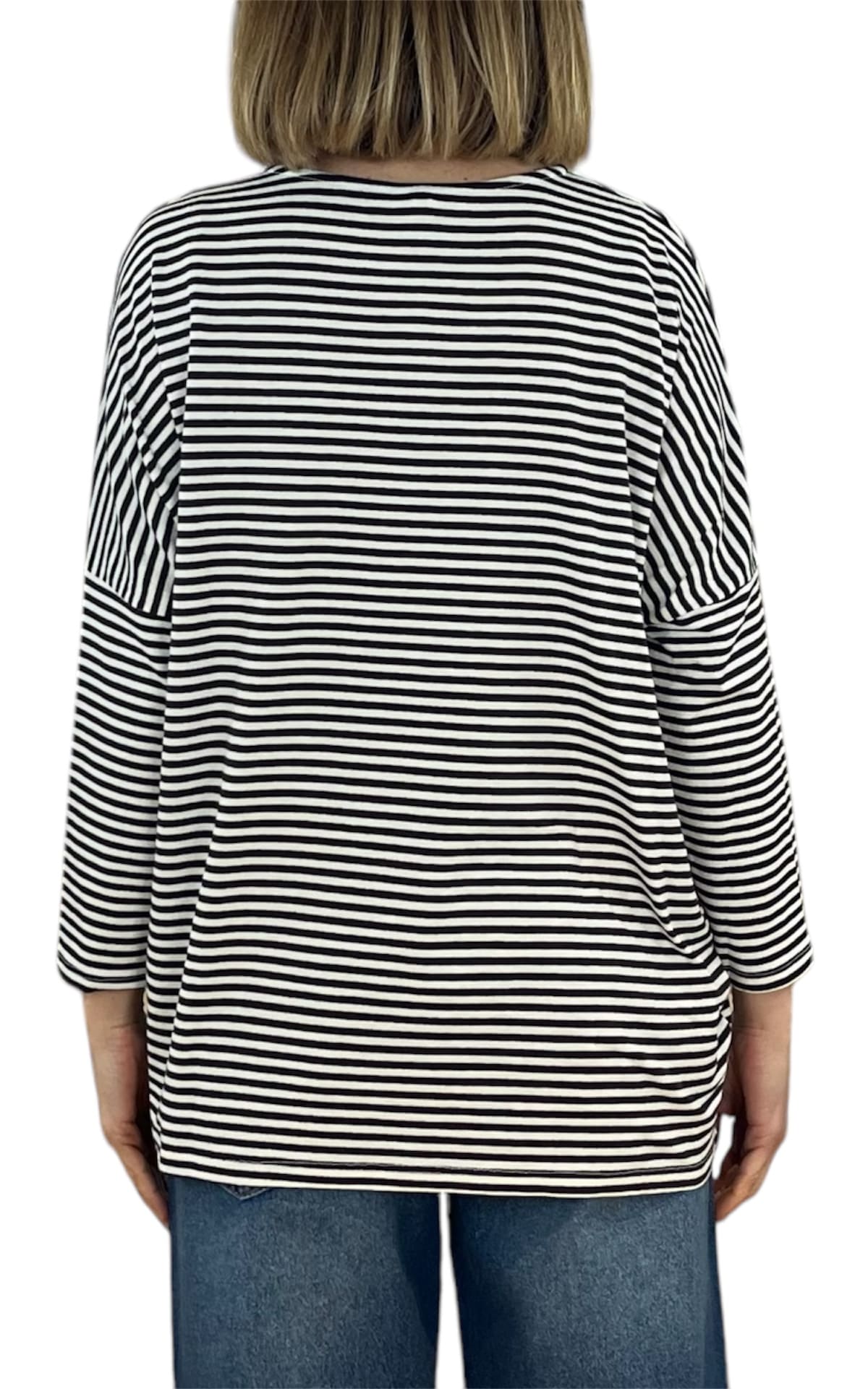 Initial - t-shirt over a righe - Nero