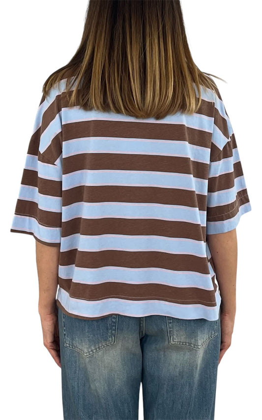 Off-on - T-shirt riga - Celeste