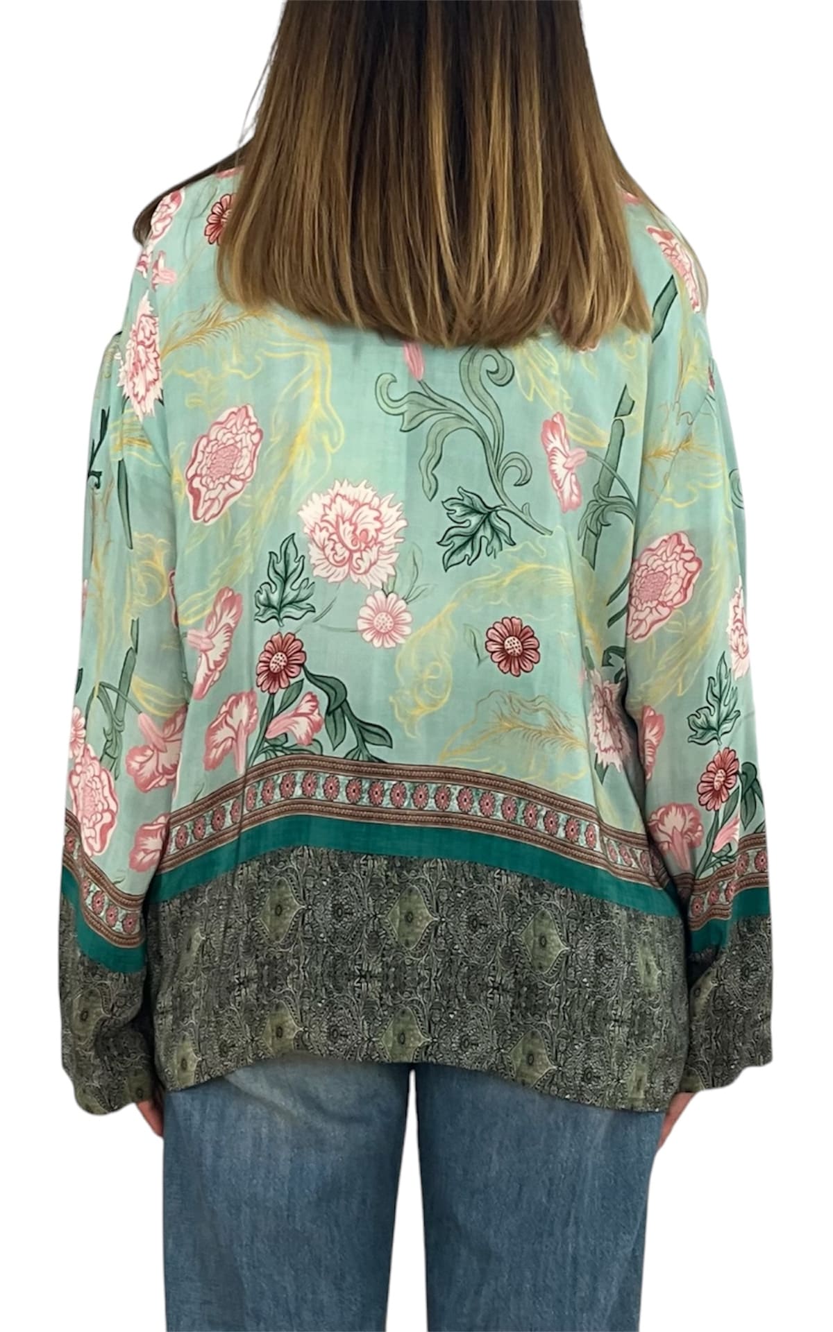 Wu'Side - Kimono corto con coulisse - Verde acqua