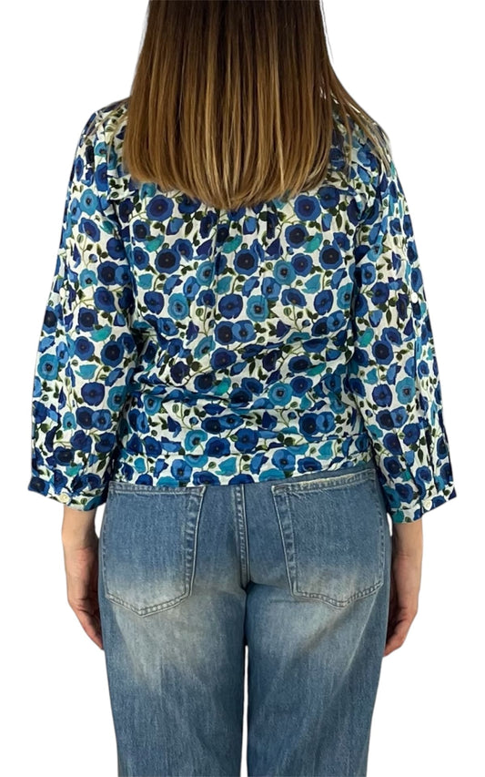 Palme - Camicia mussola fantasia - Blu
