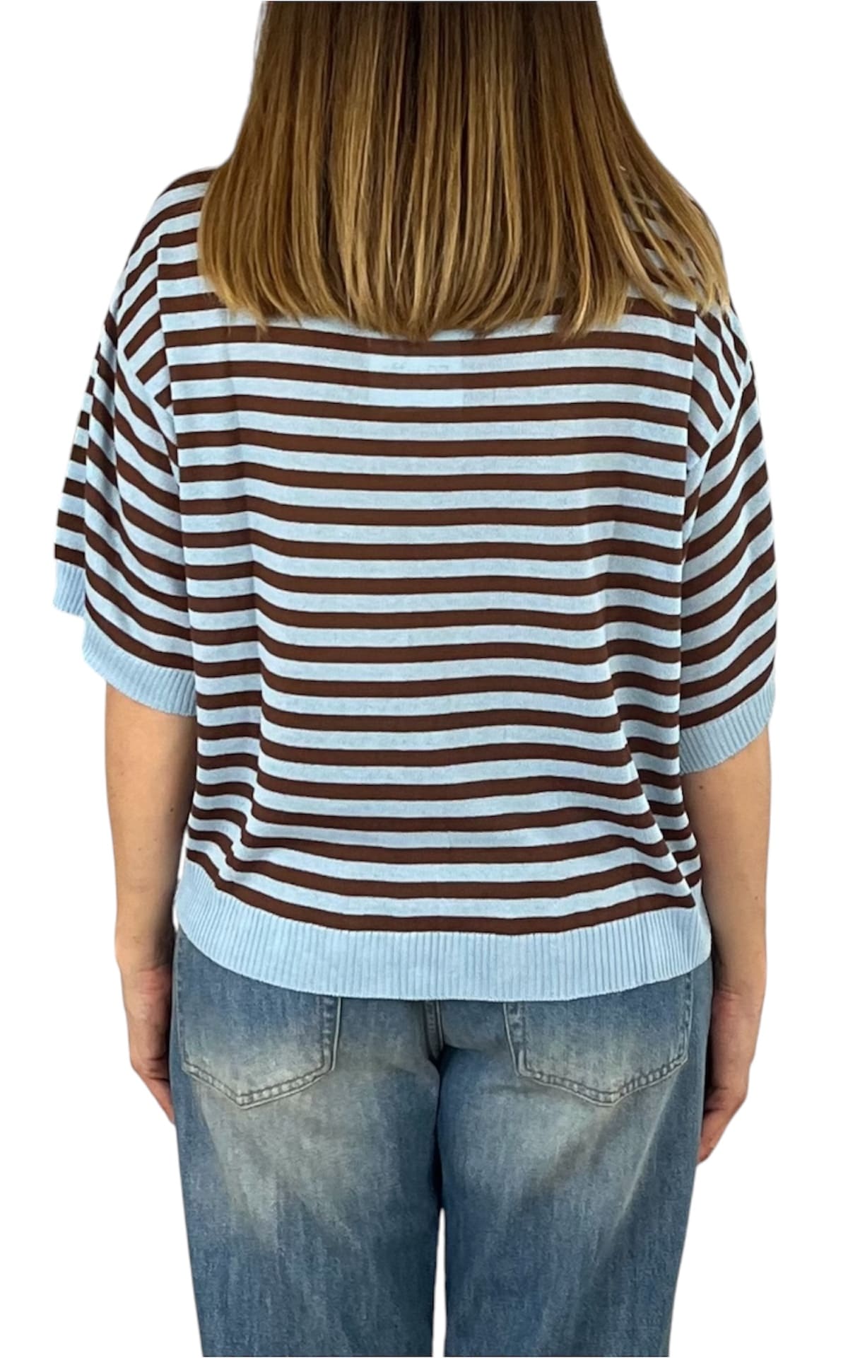 Off-on - Maglia riga - Azzurro/moro