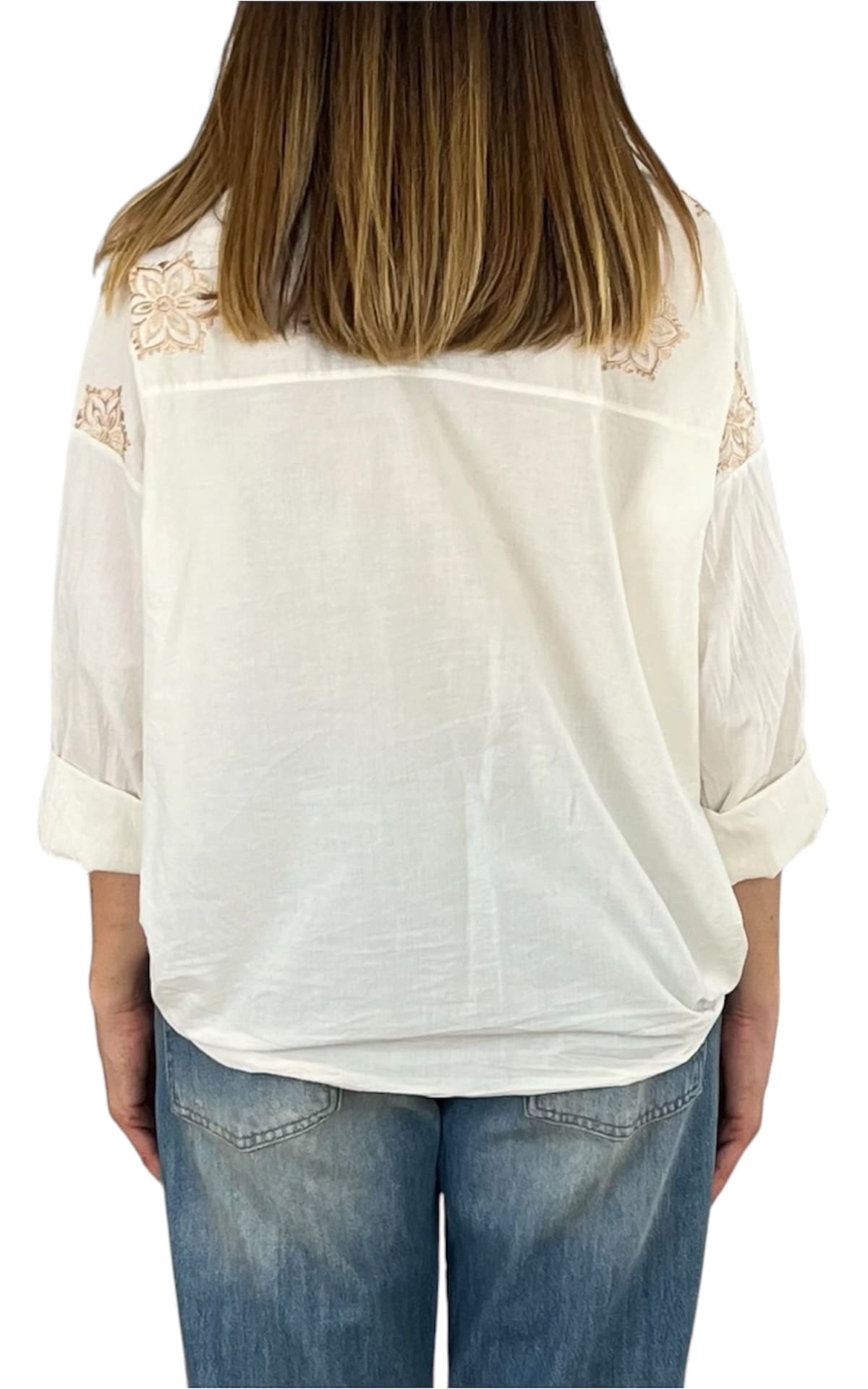 Off-On - Camicia mussola ricamo - Burro
