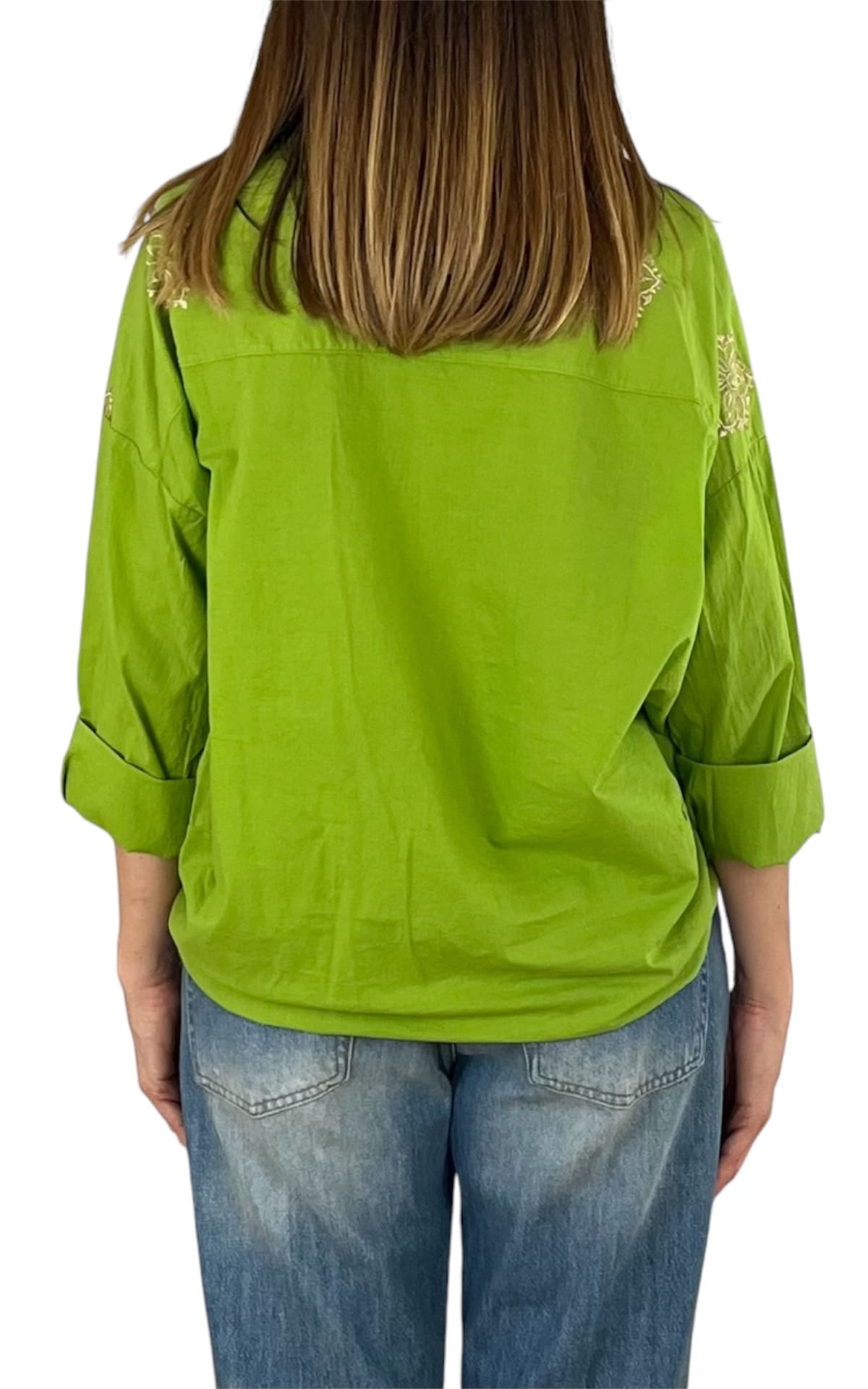 Off-On - Camicia mussola ricamo - Verde