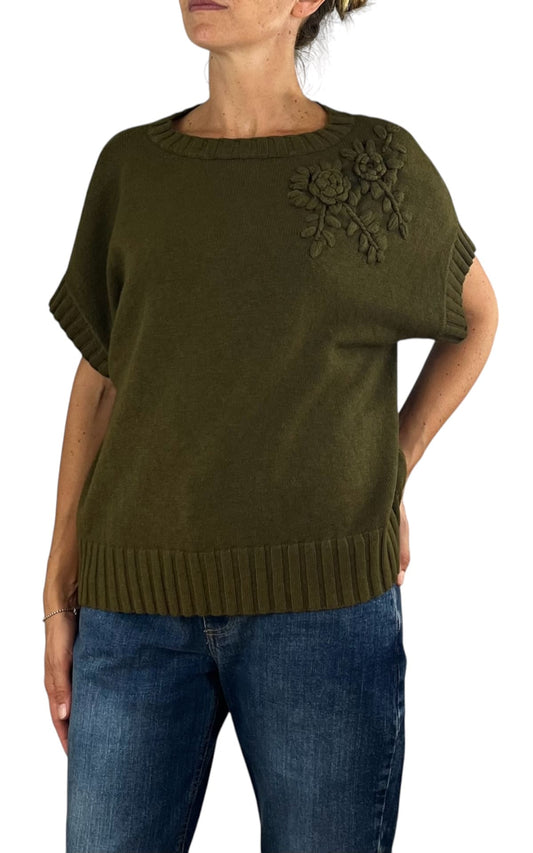 Initial - Gilet fiore - Verde