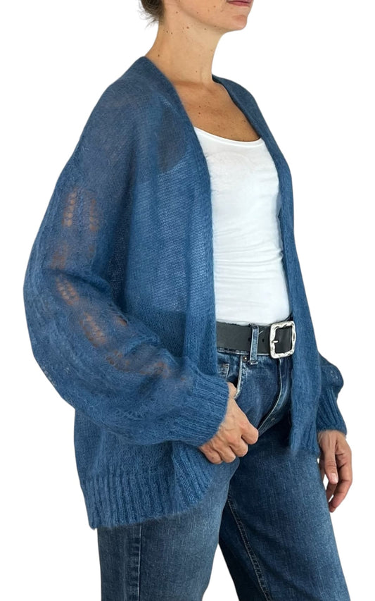 Initial - Cardigan mohair - Azzurro