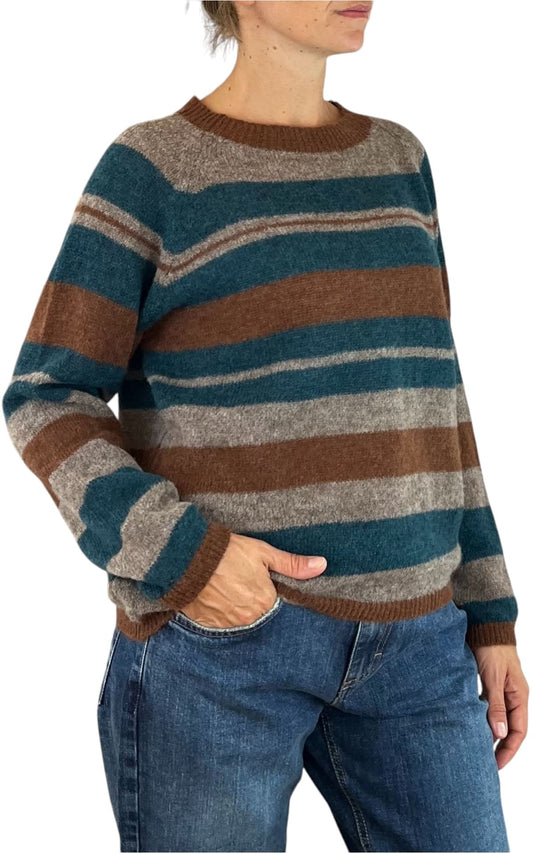 Off-On - Maglia in alpaca rigata - Tabacco