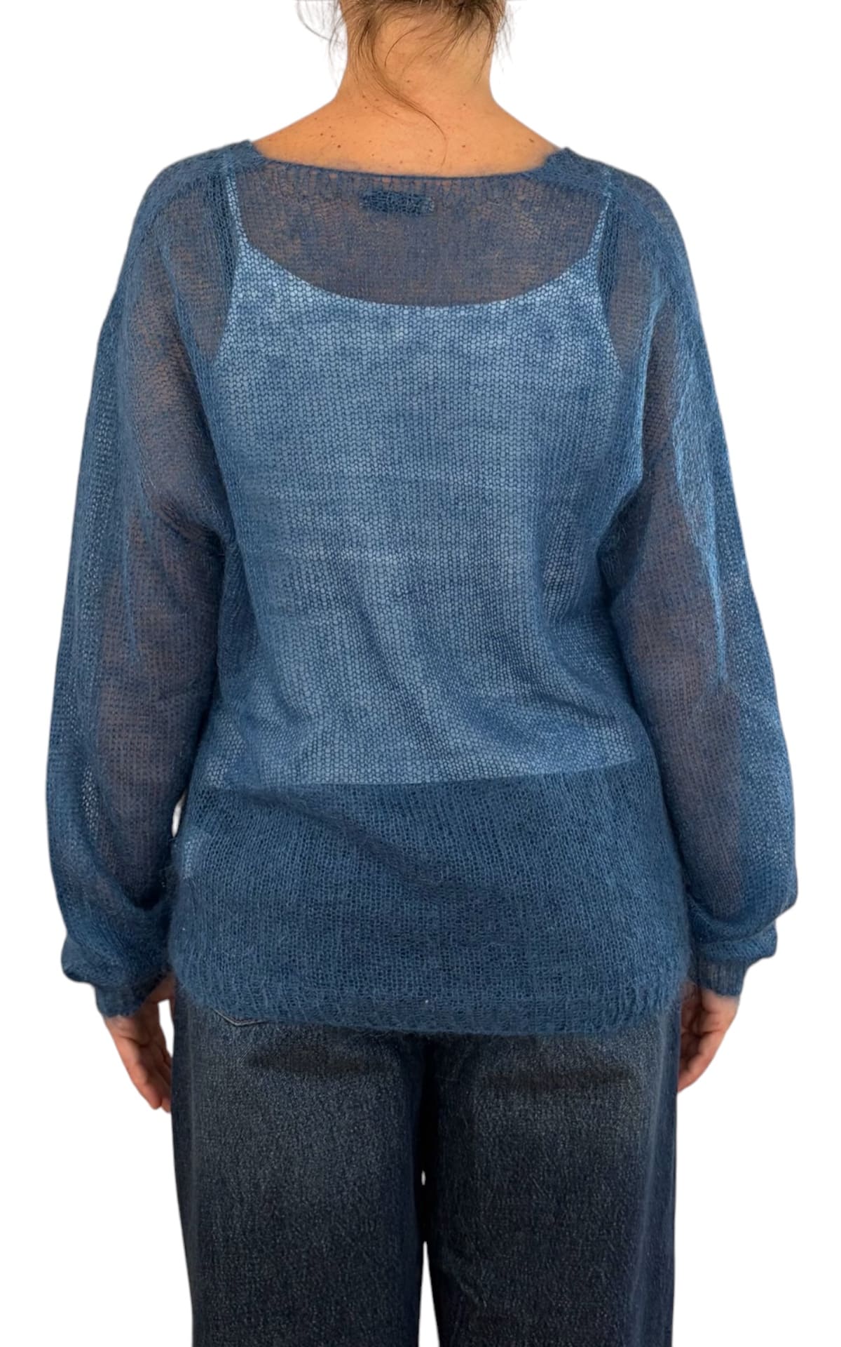 Initial - Maglia mohair V - Azzurro