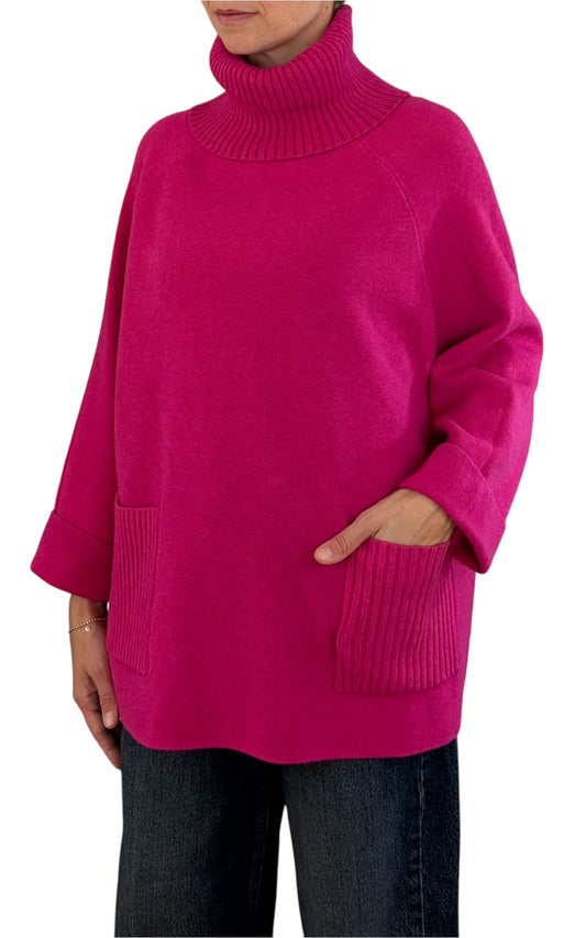 Initial - Maglia over tasche - Fucsia