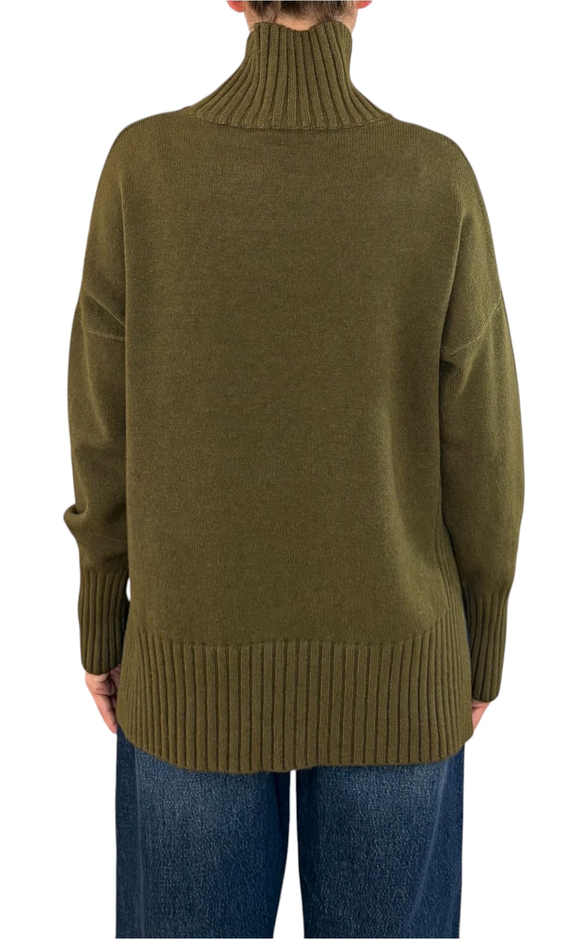 Initial - Maglia collo alto spacco - Verde