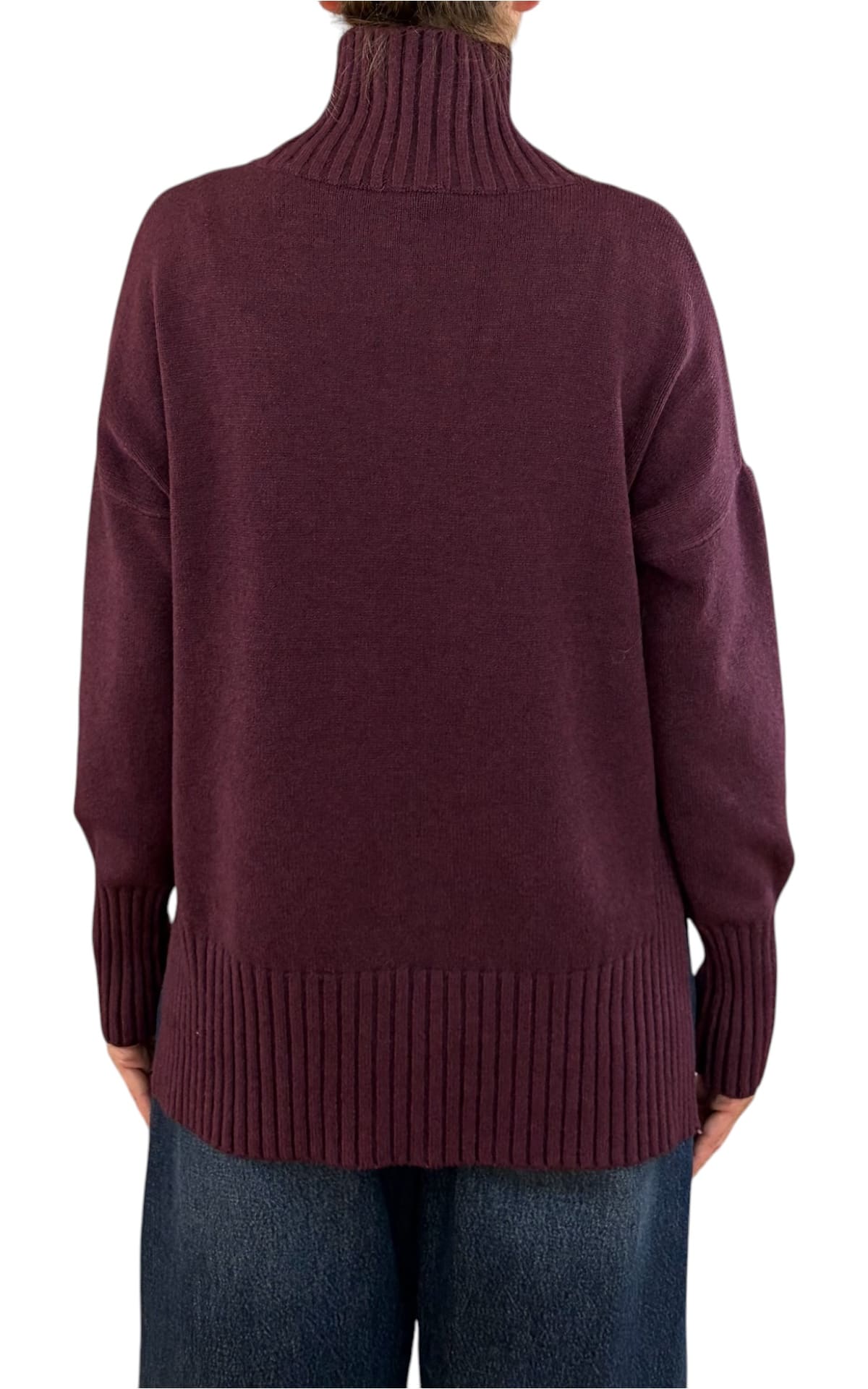 Initial - Maglia collo alto spacco - Vino
