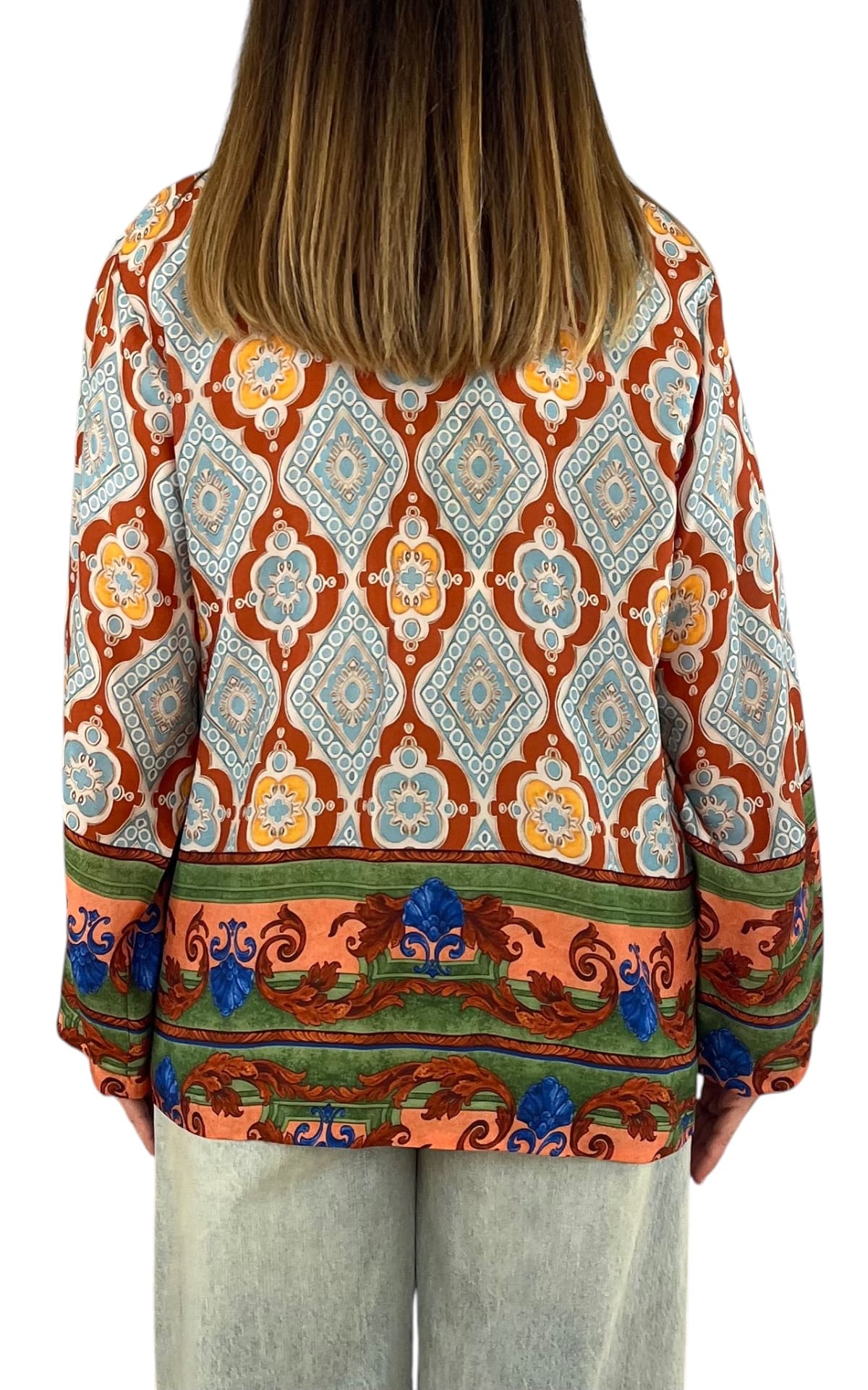 Wu'Side - Kimono corto sfoderato - Arancio/Celeste