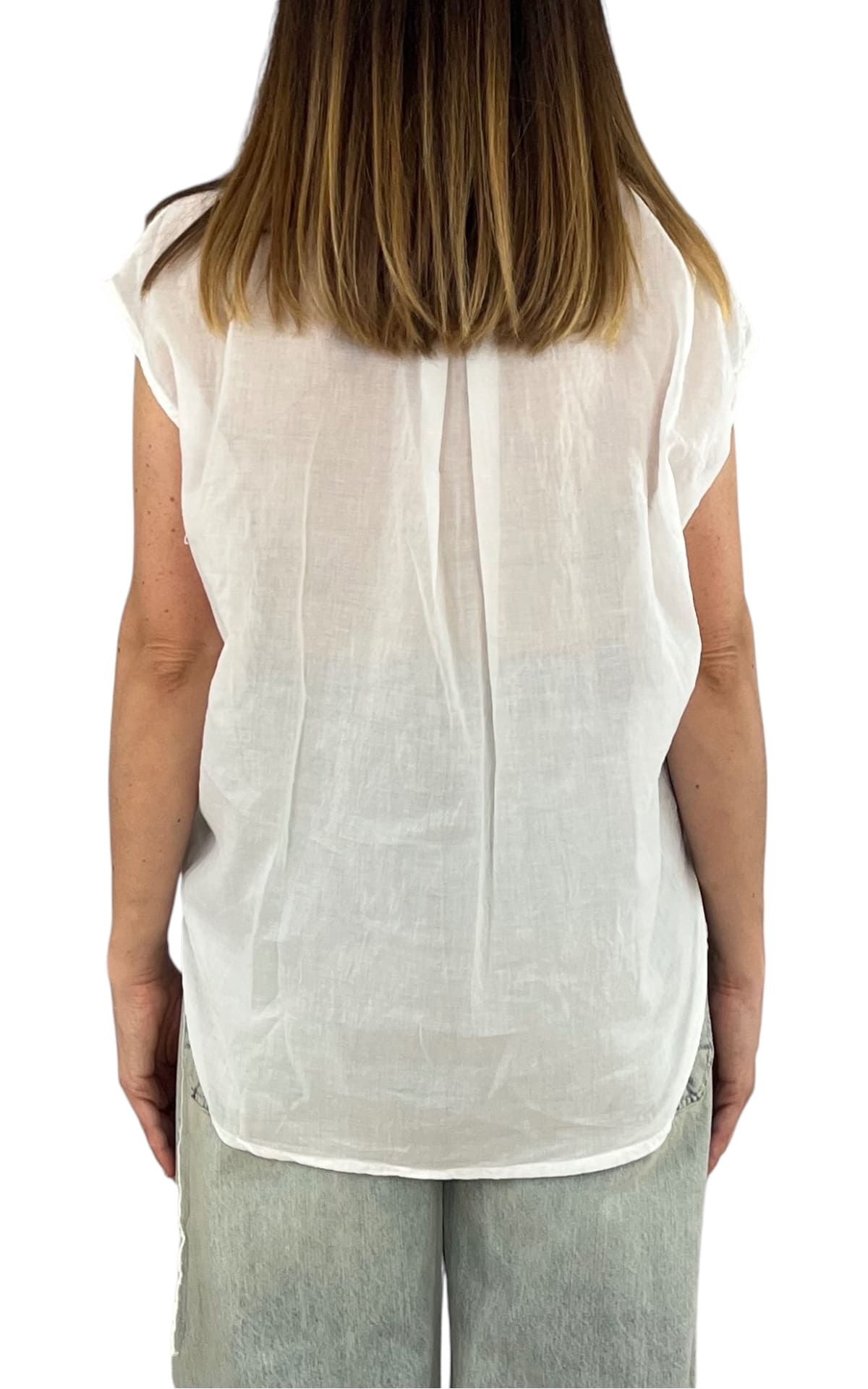 Off-On - Camicia mussola smanicata - Bianco