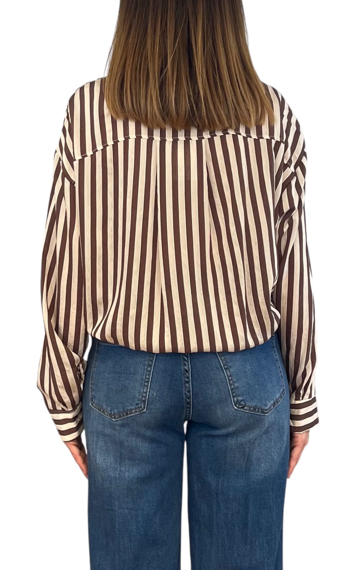 Off-on - Camicia a righe - Burro/Moro