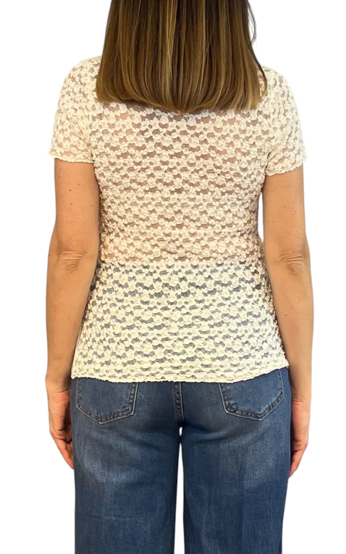 Off-on -T-shirt pizzo - Bianco