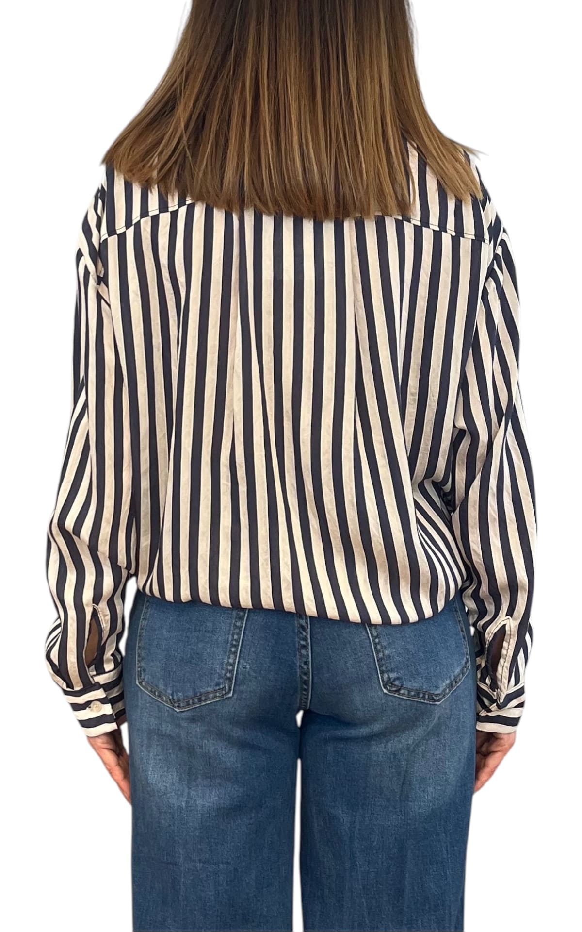 Off-on - Camicia a righe - Burro/Blu