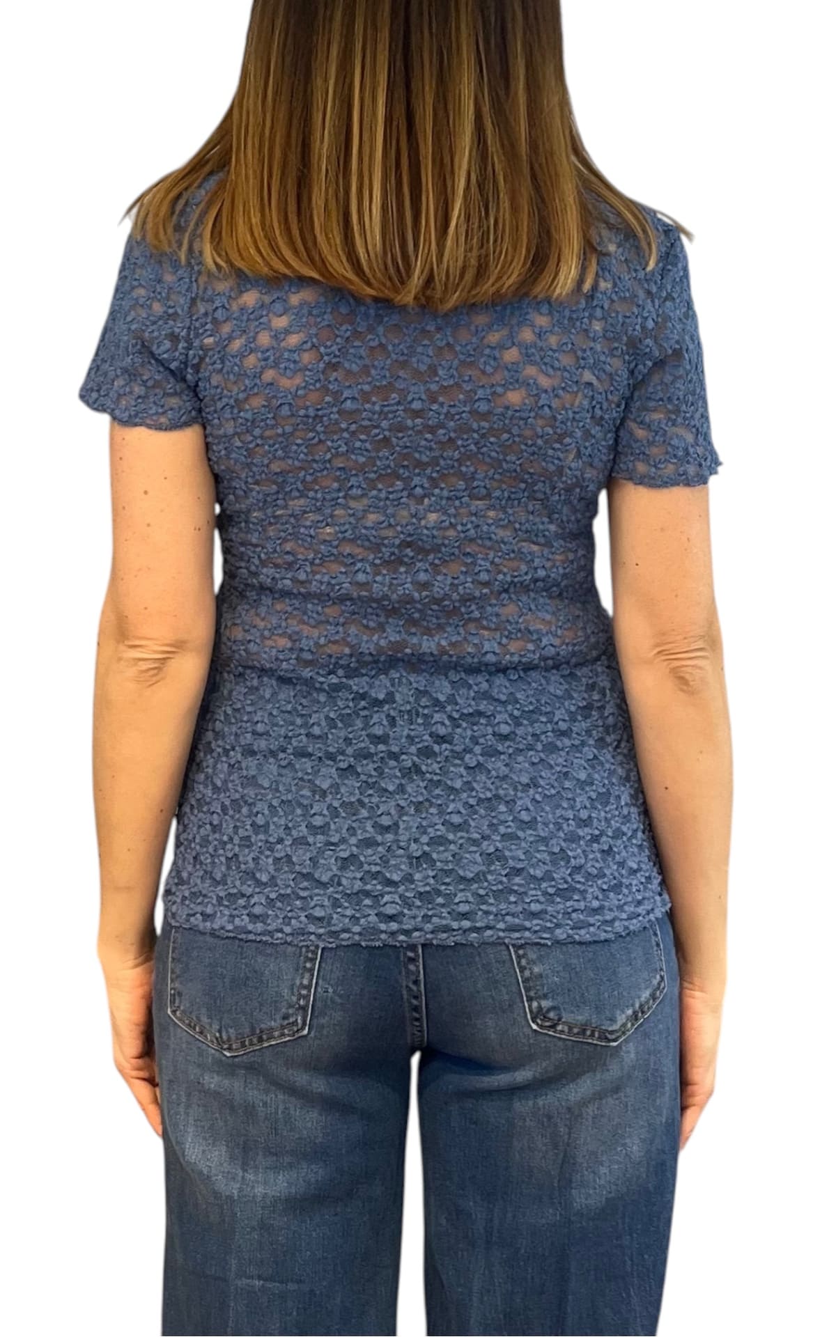 Off-on -T-shirt pizzo - Azzurro