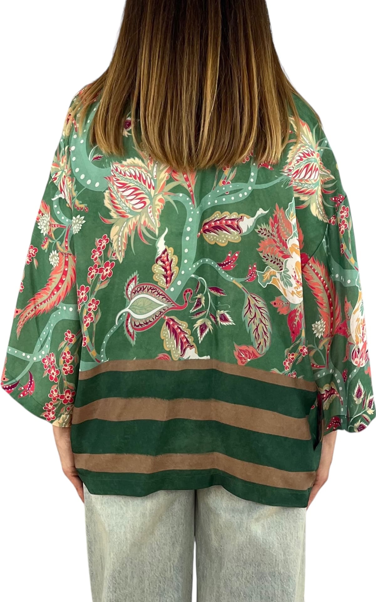 Wu'Side - Kimono corto sfoderato - Verde/Fuxia