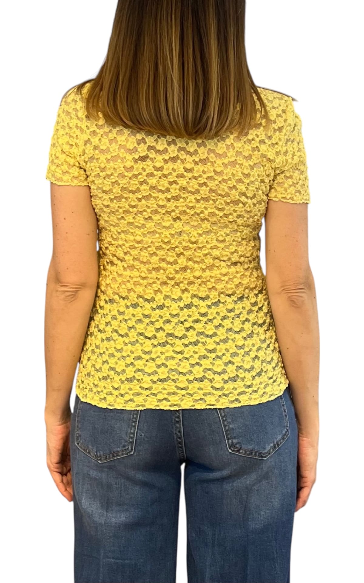 Off-on -T-shirt pizzo - Giallo