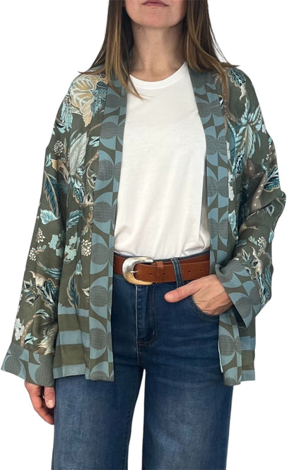 Wu'Side - Kimono corto - Verde/Azzurro