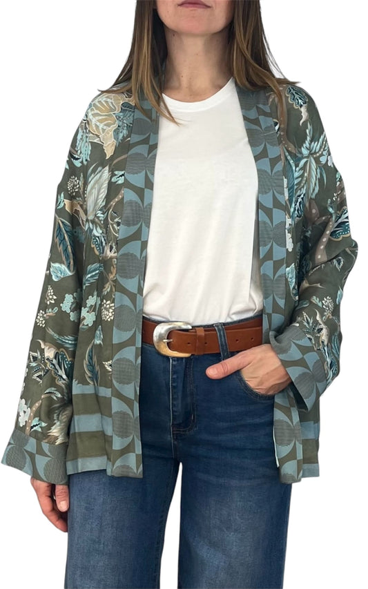Wu'Side - Kimono corto - Verde/Azzurro