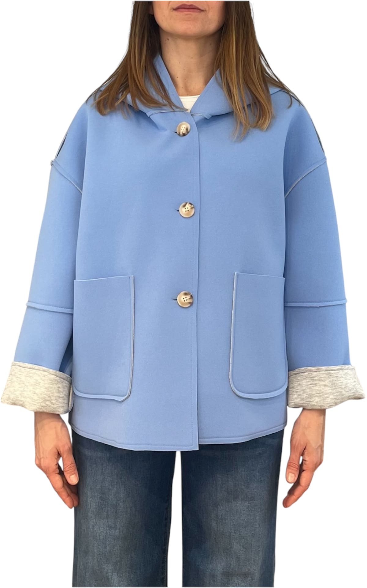 Off-on -Giacca neoprene - Celeste