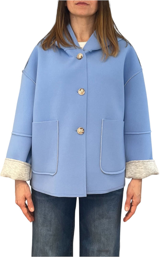 Off-on -Giacca neoprene - Celeste