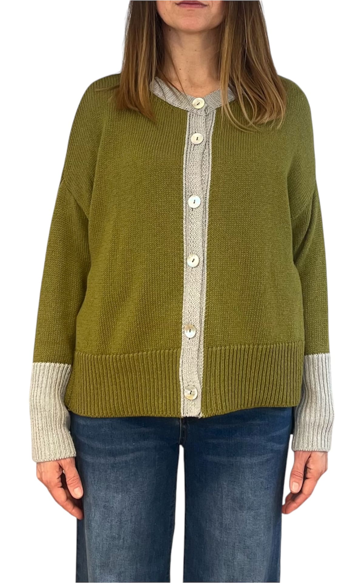 Off-on - Cardigan bicolore - Verde