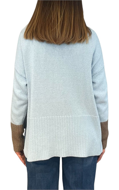 Off-on - Cardigan bicolore - Celeste