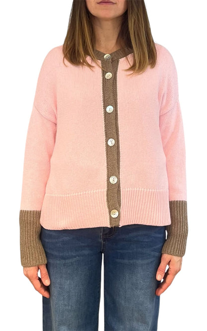 Off-on - Cardigan bicolore - Rosa