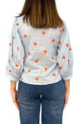 Compañia Fantastica - Blusa cuori - Celeste