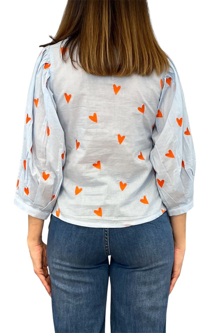 Compañia Fantastica - Blusa cuori - Celeste
