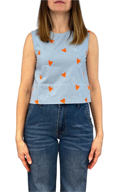 Compañia Fantastica - Top cuori - Celeste