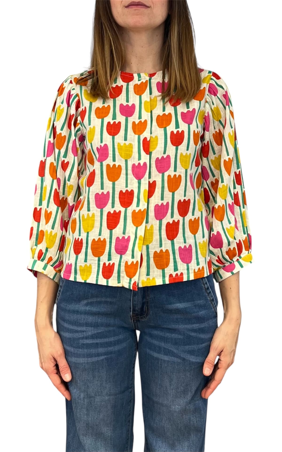 Compañia Fantastica - Camicia stampa tulipani - Bianco