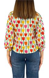 Compañia Fantastica - Camicia stampa tulipani - Bianco