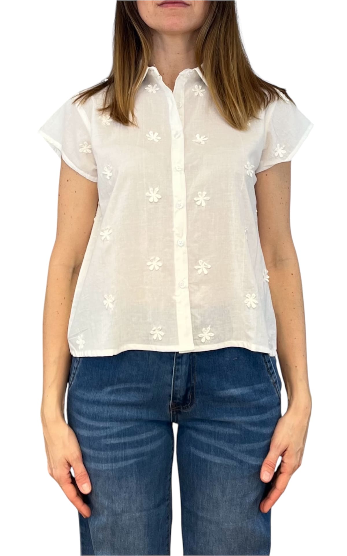 Compañia Fantastica - Camicia fiori ricamati - Bianco