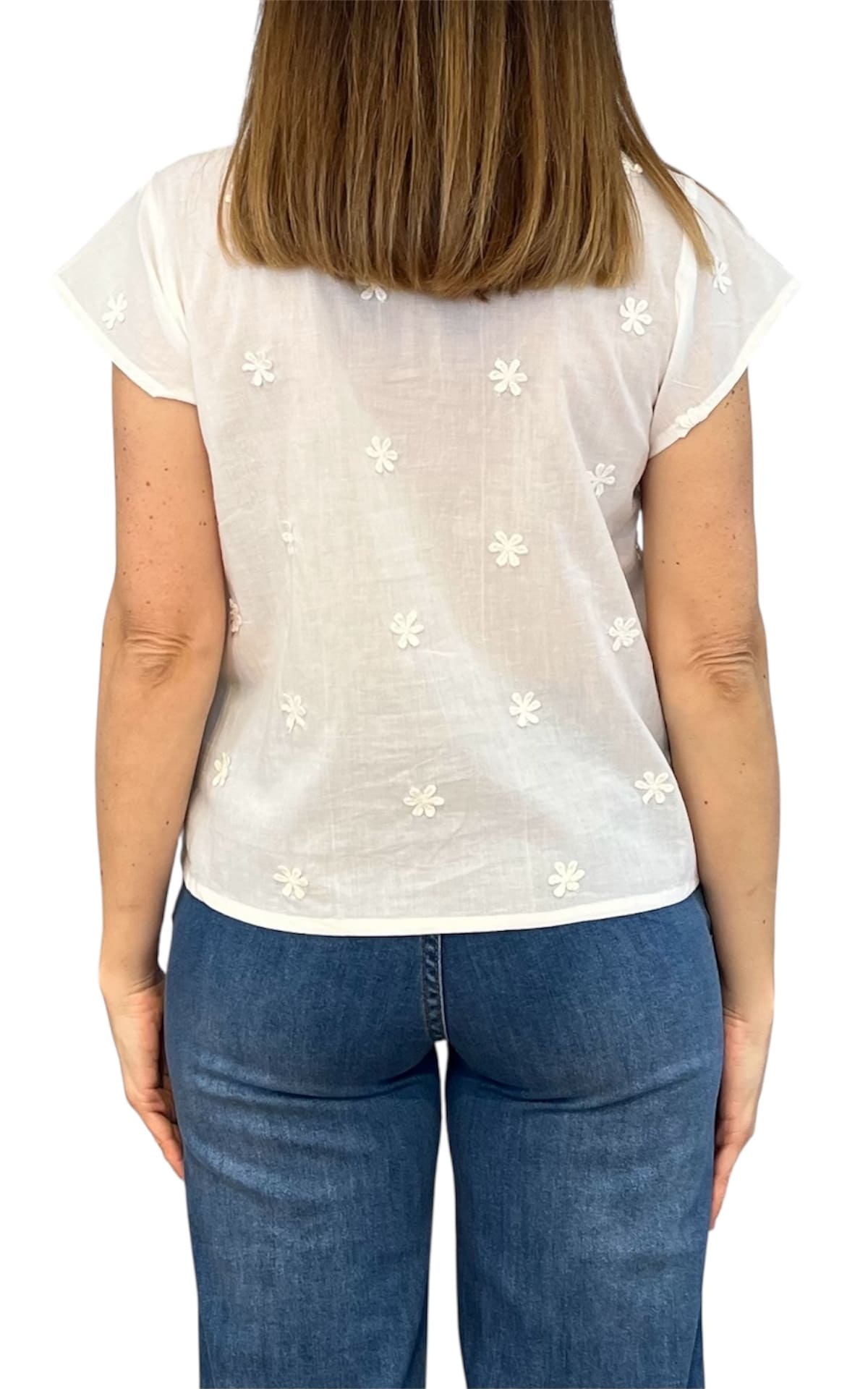 Compañia Fantastica - Camicia fiori ricamati - Bianco