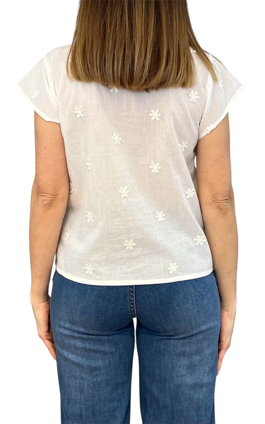 Compañia Fantastica - Camicia fiori ricamati - Bianco