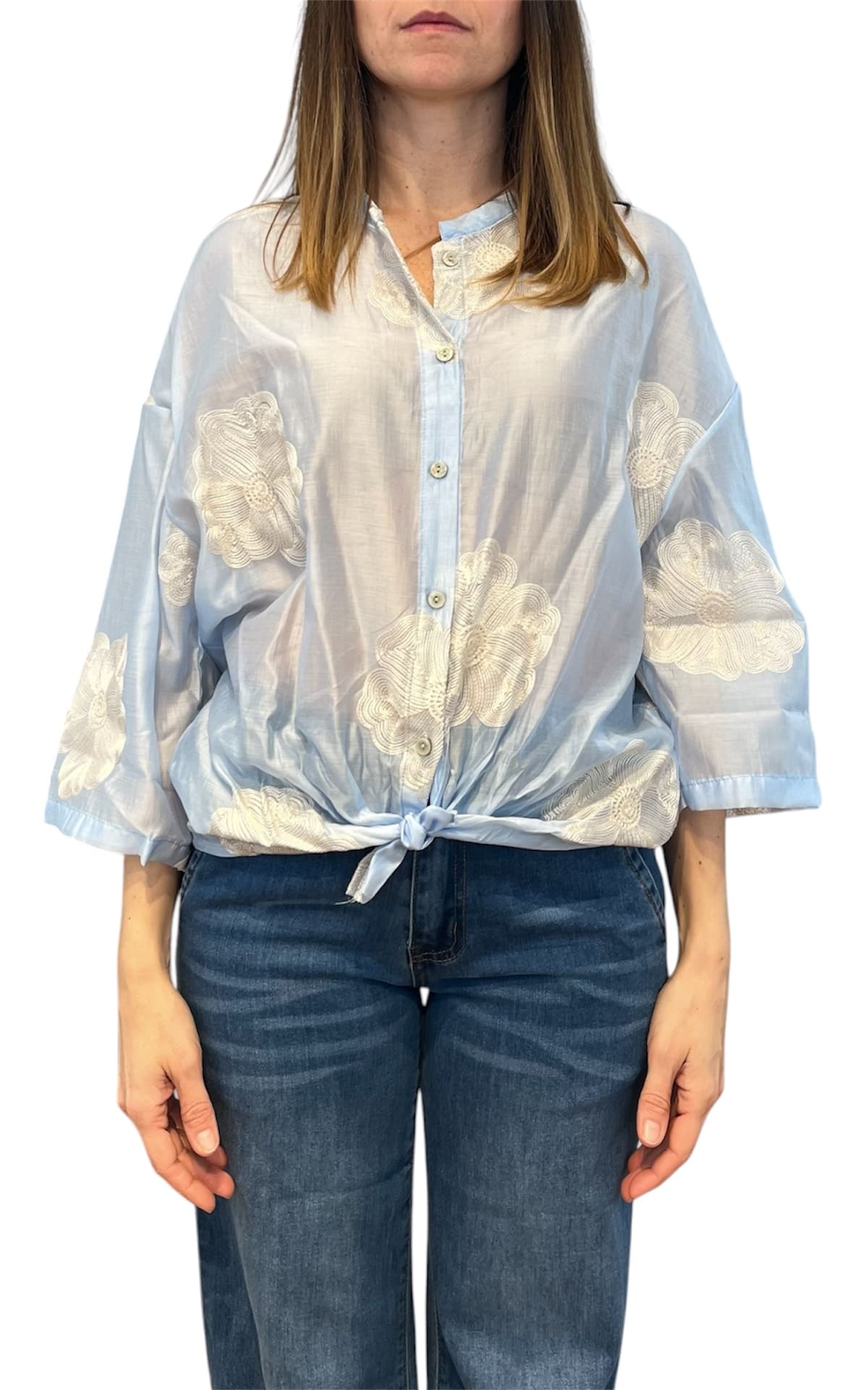 Minth - Camicia Ricamo - Celeste