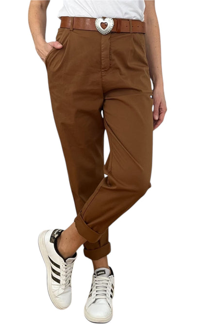 Off-on - Pantalone boyfriend JOELLE - Tabacco