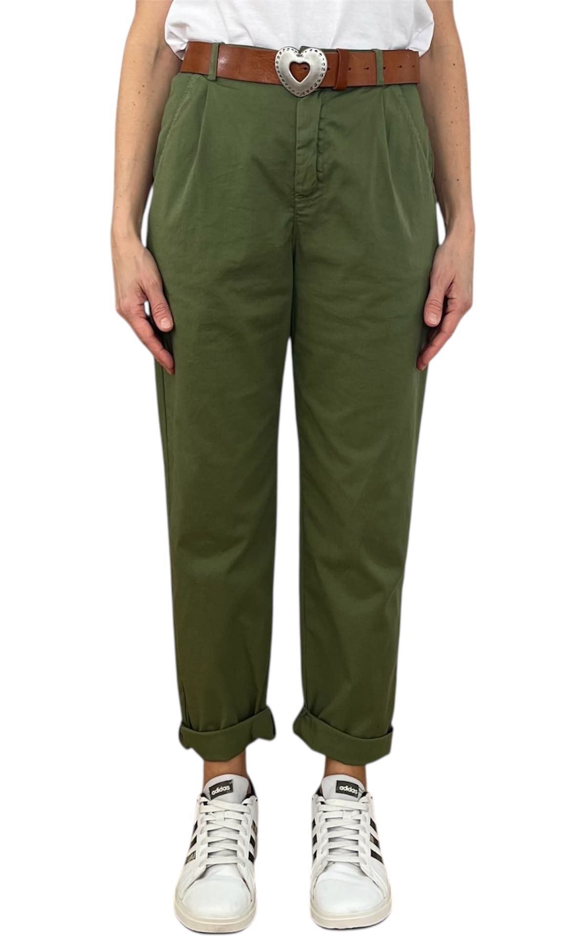 Off-on - Pantalone boyfriend JOELLE - Verde