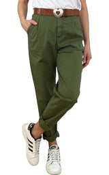 Off-on - Pantalone boyfriend JOELLE - Verde